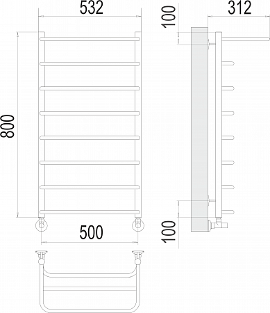 Полка П8 500х800  Полотенцесушитель  TERMINUS Южно-Сахалинск - фото 3