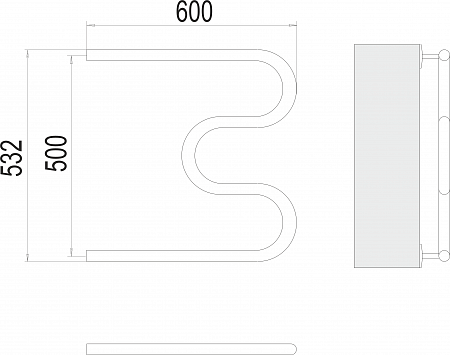 М-обр AISI 32х2 500х600 Полотенцесушитель  TERMINUS Южно-Сахалинск - фото 3
