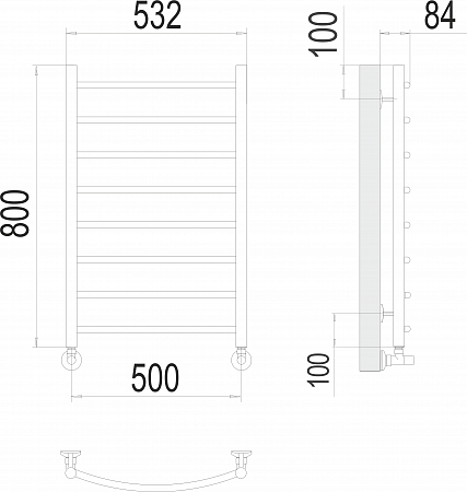 Классик П8 500х800 Полотенцесушитель  TERMINUS Южно-Сахалинск - фото 3