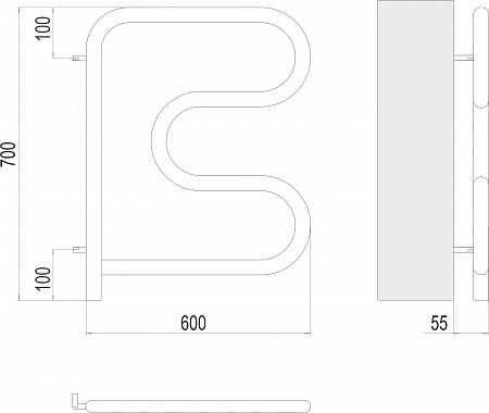 Электро 25 F-обр 600х600 поворотный Полотенцесушитель TERMINUS Южно-Сахалинск - фото 3