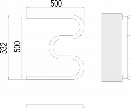 М-обр AISI 32х2 500х500 Полотенцесушитель  TERMINUS Южно-Сахалинск - фото 3