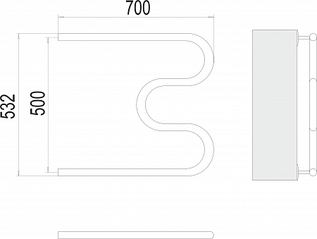 М-обр AISI 32х2 500х700 Полотенцесушитель  TERMINUS Южно-Сахалинск - фото 3