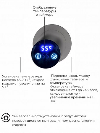 Рондо П2 350х760 электро Полотенцесушитель TERMINUS Оружейная сталь Южно-Сахалинск - фото 5