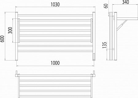 Горизонт П8 1000х600 электро КС ЧЕРНЫЙ МУАР (sensor quick touch) Полотенцесушитель TERMINUS Южно-Сахалинск - фото 5